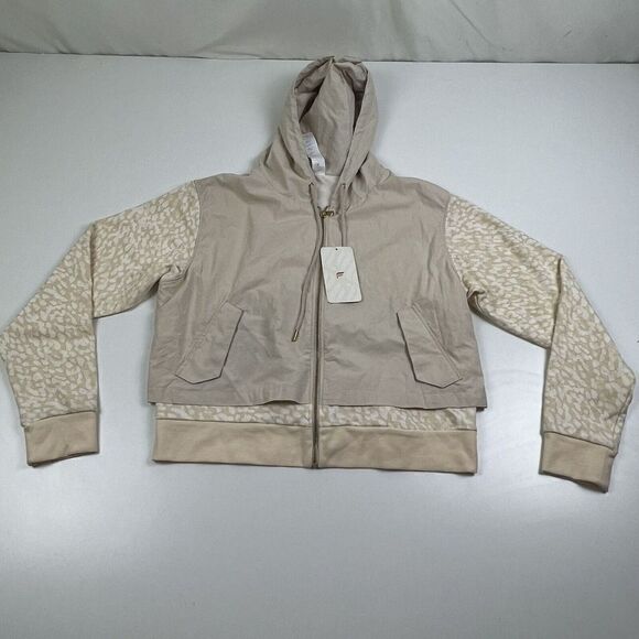 NEW Fabletics Lisi Boxy Jacket NWT Athletic Fullzip Windbreaker Beige XL - Picture 1 of 10